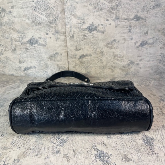 Elliott Lucca Black Leather intrecciato style shoulder bag - Picture 5 of 15